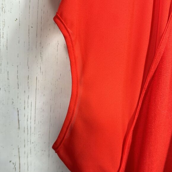 Umgee Linen Blend Boho Dolman Neon Orange High Low Minimalist Top Blouse - Picture 8 of 12